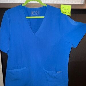 Figs V-Neck Scrub Top in Royal Blue